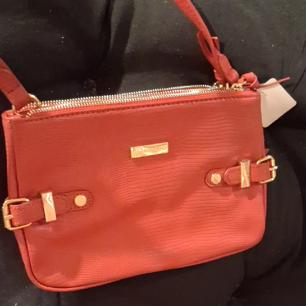 Joy Mangano Red Crossbody Bag with Gold Accents